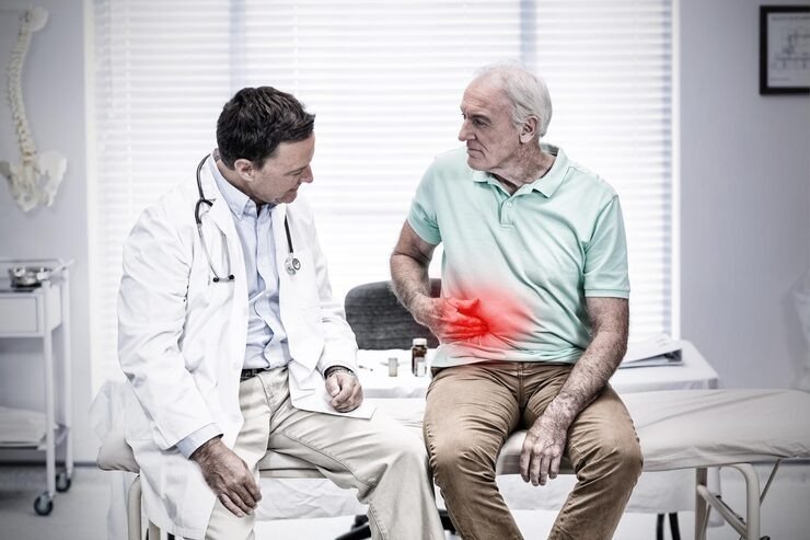 The patient suffers from kidney disease and describes it to the doctor.