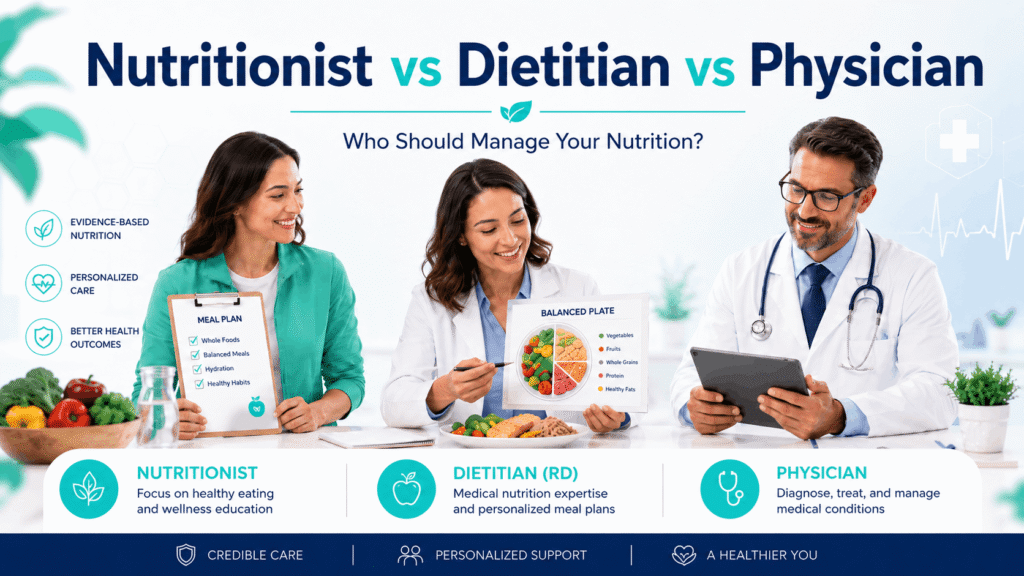 nutritionist vs dietitian and physician nutrition management consultation